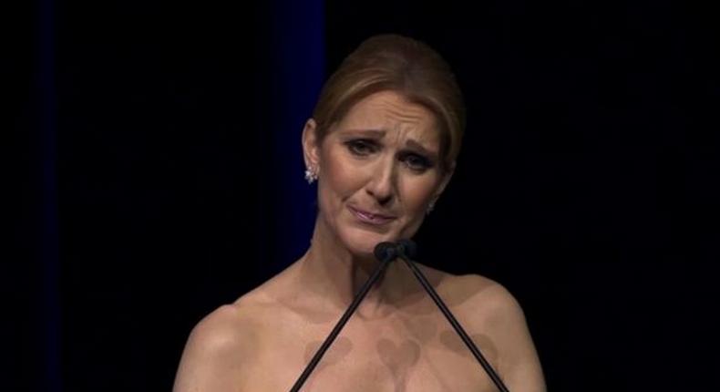 Celine Dion breaks down at husband's memorial service Vegas