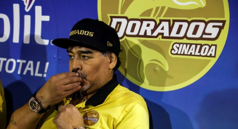 Diego Mardona as coach of Mexican second division football club Dorados