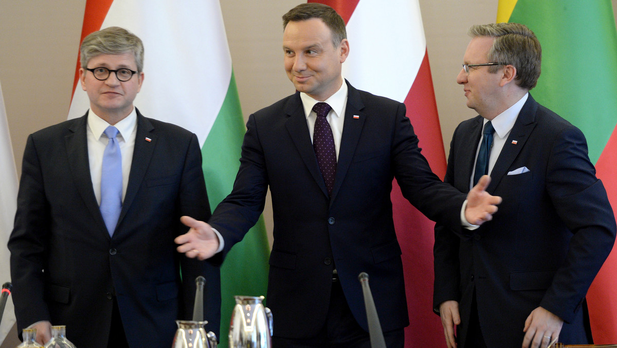 Paweł Soloch,  prezydent Andrzej Duda i Krzysztof Szczerski 