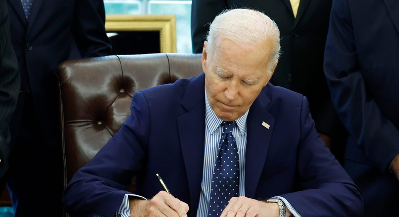 President Joe Biden in the Oval Office.Anna Moneymaker/Getty Images