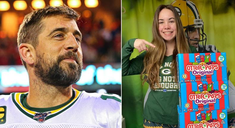 Aaron Rodgers, left, and Callie Kessler, right.