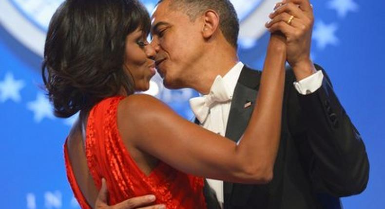 January 21, 2013: The president stole a smooch from Mrs. Obama while sharing a slow dance at the Inaugural Ball in Washington, D.C.