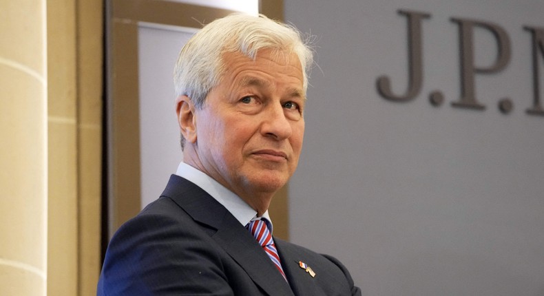 P Morgan CEO Jamie Dimon looks on during the inauguration of the new French headquarters of US' JP Morgan bank in June 2021 in Paris.