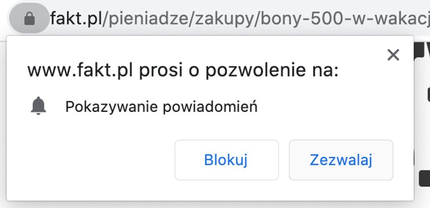 Powiadomienie push - zezwolenie na powiadomienia