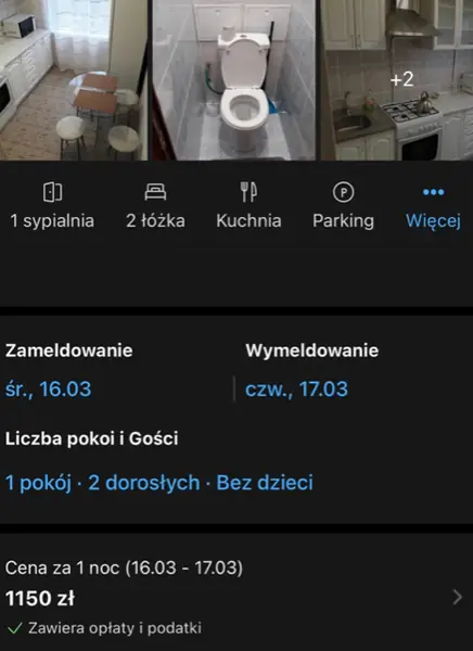 Przykładowa oferta wynajmu krótkoterminowego