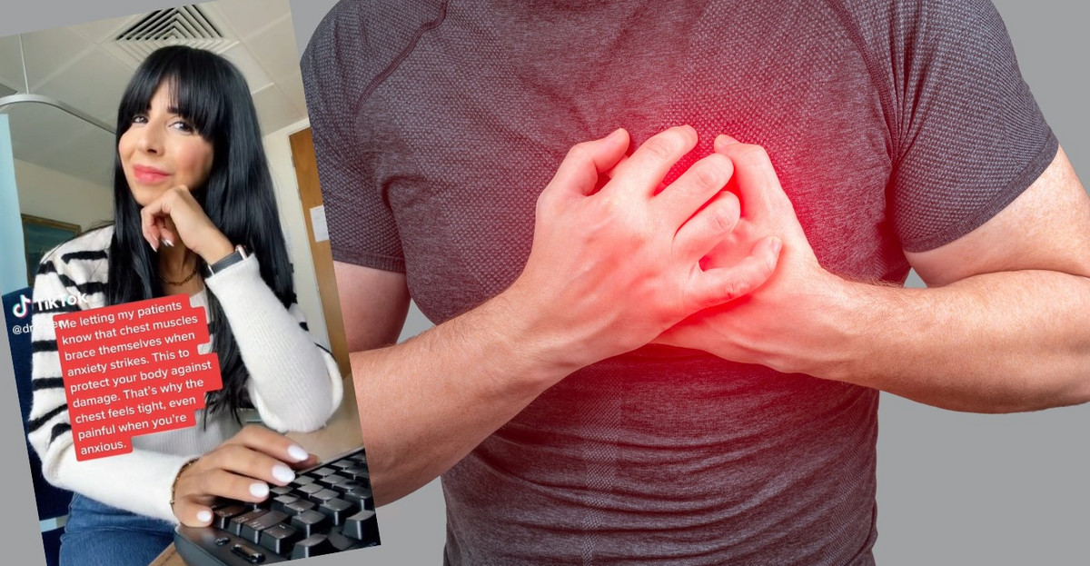 Ból w klatce piersiowej w stresie to skutek napięcia mięśni (Fot. TikTok/@drkirren)
