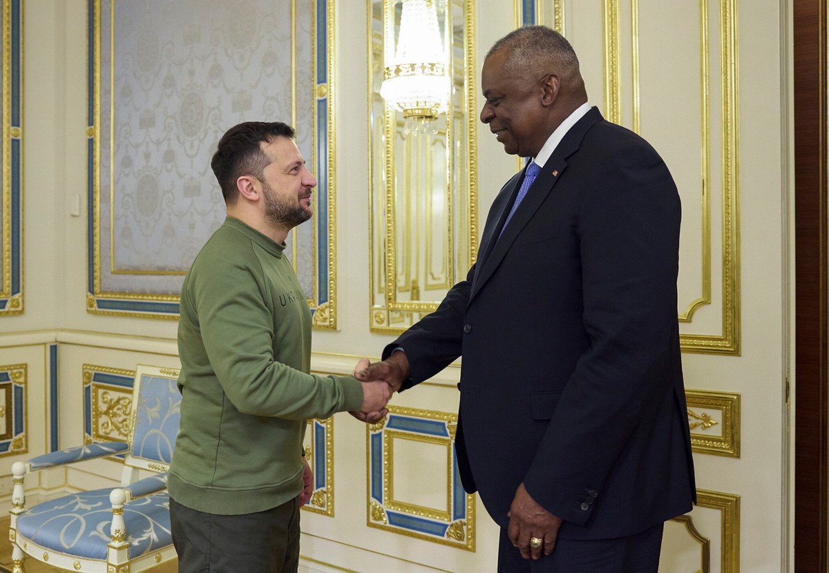 Wołodymyr Zełenski i Lloyd Austin