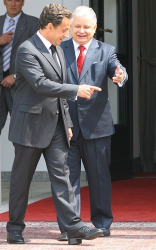 14.06.2007. WARSZAWA PALAC PREZYDENCKI WIZYTA PREZYDENTA FRANCJI NICOLASA SARKOZYEGO W POLSCE N/Z LECH KACZYNSKI I NICOLAS SARKOZYFOT. PIOTR MOLECKI