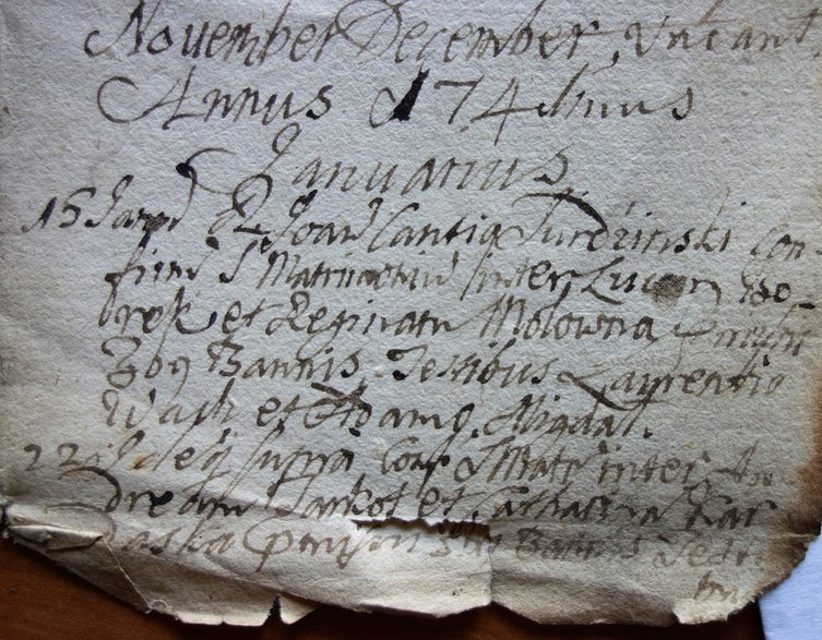 Akt małżeństwa 1741 r, Bochnia. 