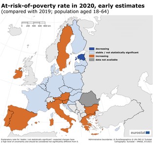 Wpływ pandemii na dochody i zagrożenie ubóstwem. Oto wstępne szacunki Eurostatu