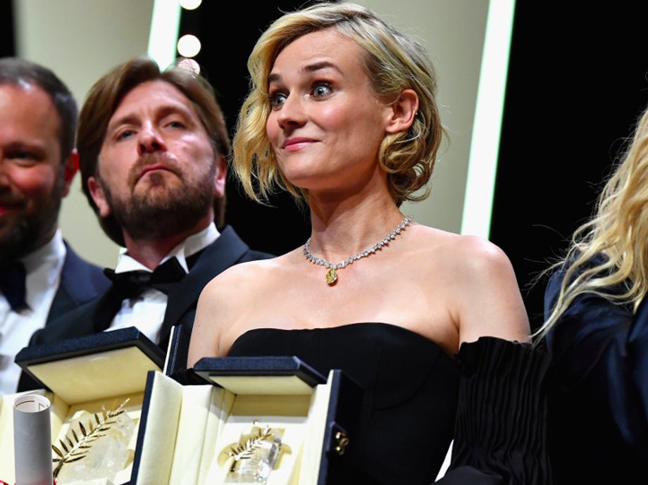 Kruger after winning best actress at the Cannes Film Festival for "In the Fade."