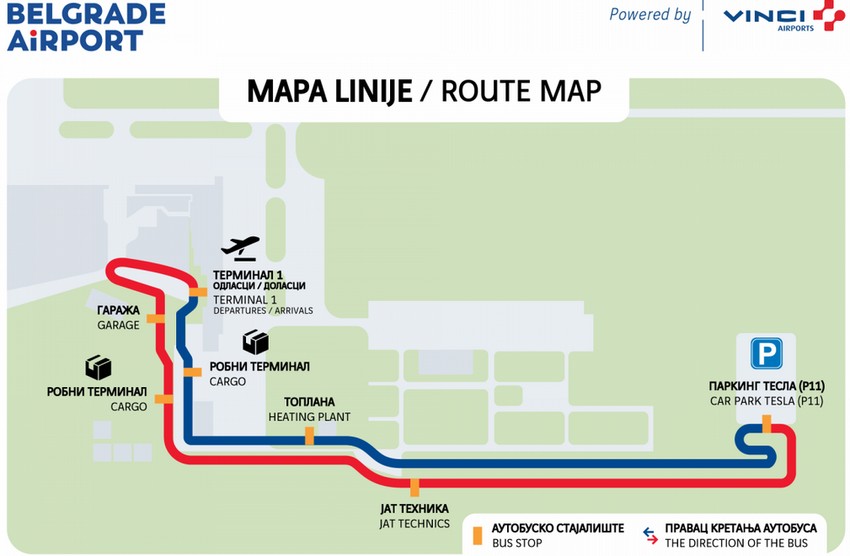 Mapa linije: Nova pravila stupaju na snagu na beogradskom aerodromu