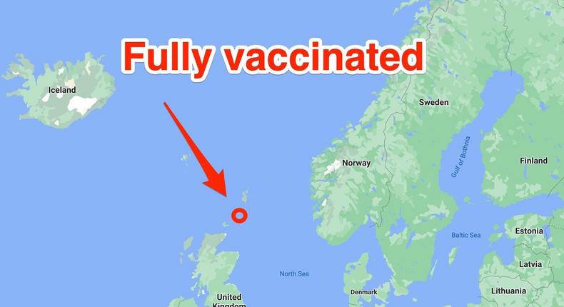 All adult inhabitants of the tiny island of Fair Isle, off the northern coast of Scotland, received a second dose of AstraZeneca's coronavirus vaccine.
