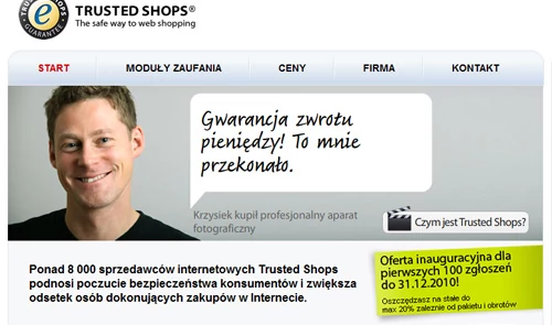 W tej chwili program Trusted Shops w Polsce ledwie raczkuje. Jednak za naszą zachodnią granicą, to logo umieszczone w widocznym miejscu na stronie, jest gwarancją bezpiecznych zakupów w sieci