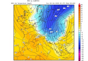 Mapa temperature vazduha za nedelju 6. aprila
