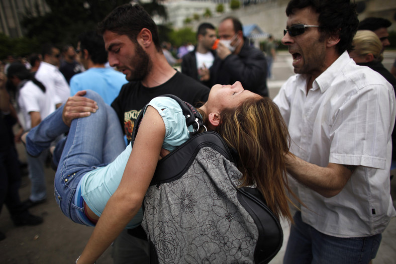 Protesty w Grecji - fot. Bloomberg