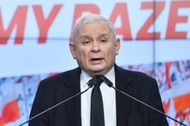 Prezes Jarosław Kaczyński w siedzibie PiS na ul. Nowogrodzkiej.