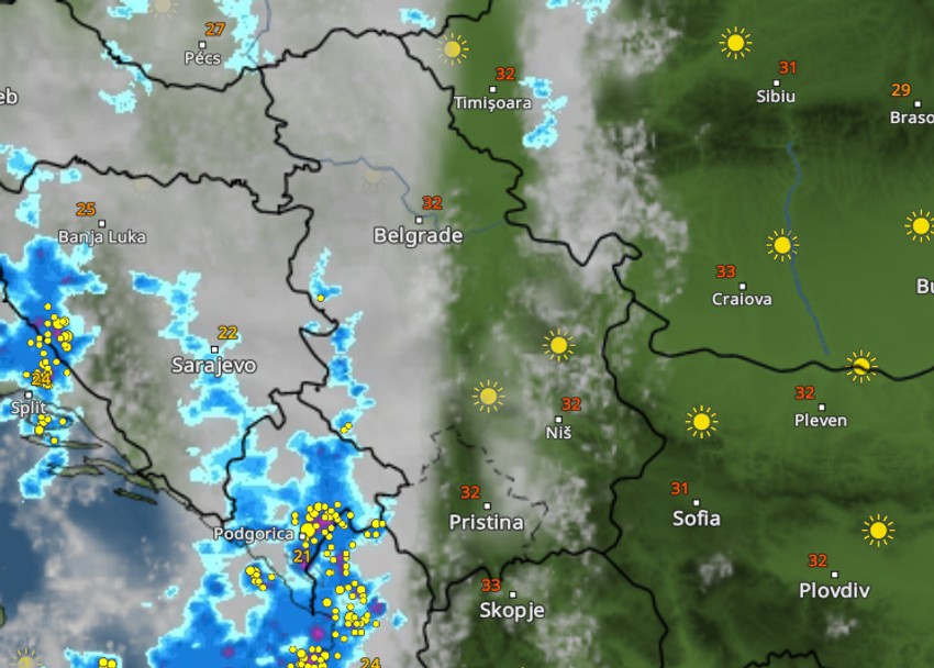 Kretanje nevremena u 13 sati