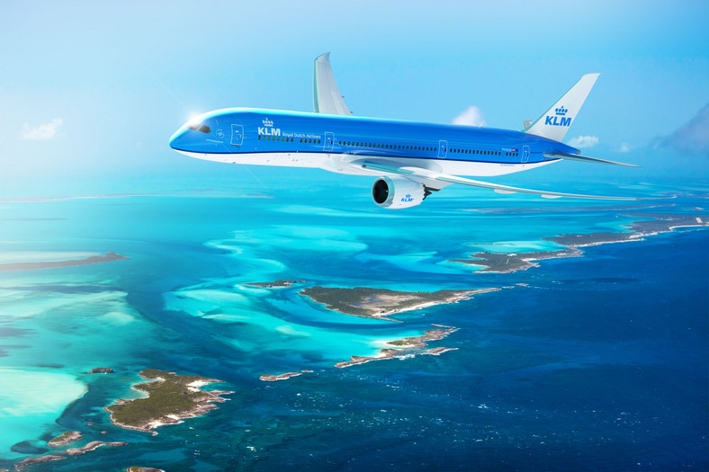 Dreamliner KLM nad Karaibami