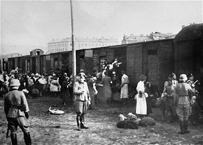 Umschlagplatz w czasie wielkiej akcji deportacyjnej latem 1942 r.