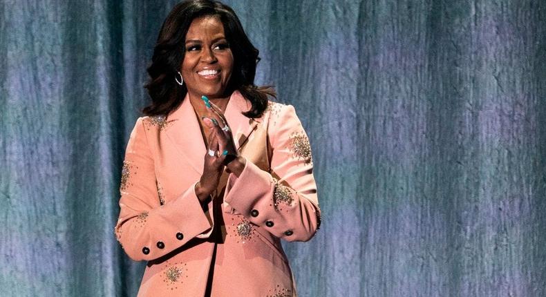 Former US first lady Michelle Obama in 2019 during a tour to promote her memoir Becoming.MARTIN SYLVEST via Getty Images