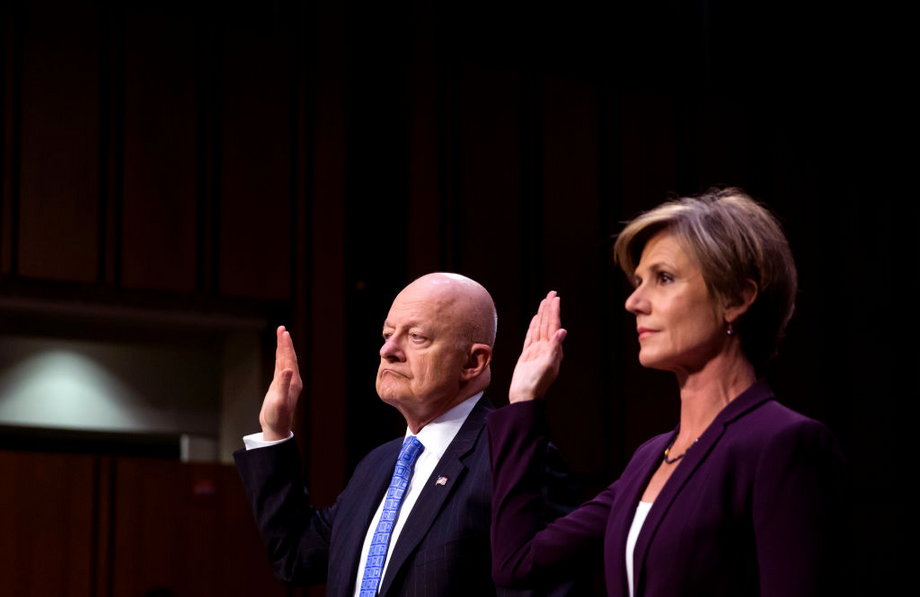 Former Director of National Intelligence James Clapper (L) and former U.S. Deputy Attorney General Sally Yates.
