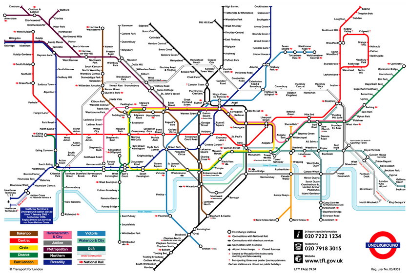Schemat metra w Londynie