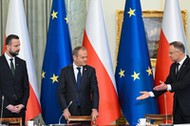 Prezydent Andrzej Duda, premier Donald Tusk i wicepremier Władysław Kosiniak-Kamysz na posiedzeniu Rady Gabinetowej.