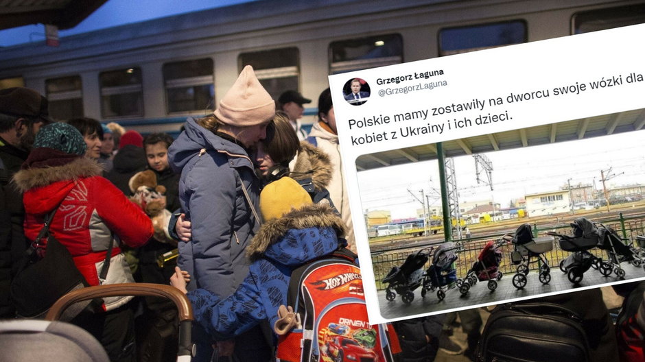 Dworzec w Przemyślu. Polki zostawiają wózki dziecięce dla uciekających Ukrainek