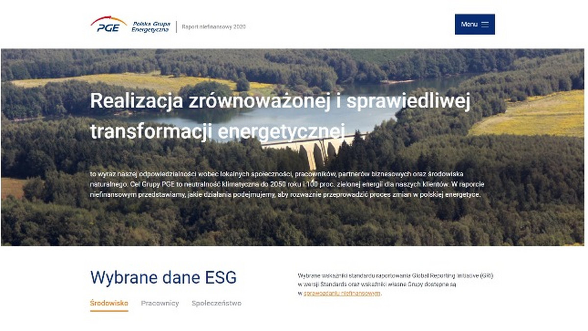 <strong>PGE Polska Grupa Energetyczna opublikowała raport niefinansowy za rok 2020 w formie online. Prezentuje on podejście Grupy PGE do zarządzania kwestiami środowiskowymi, pracowniczymi i społecznymi oraz poszanowania praw człowieka. W raporcie po raz pierwszy zaprezentowane zostało podejście Grupy PGE do kwestii ryzyka klimatycznego.</strong>