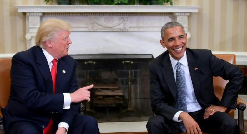 US President Barack Obama meets with President-elect Donald Trump in the Oval Office at the White House on November 10, 2016 in Washington, DC