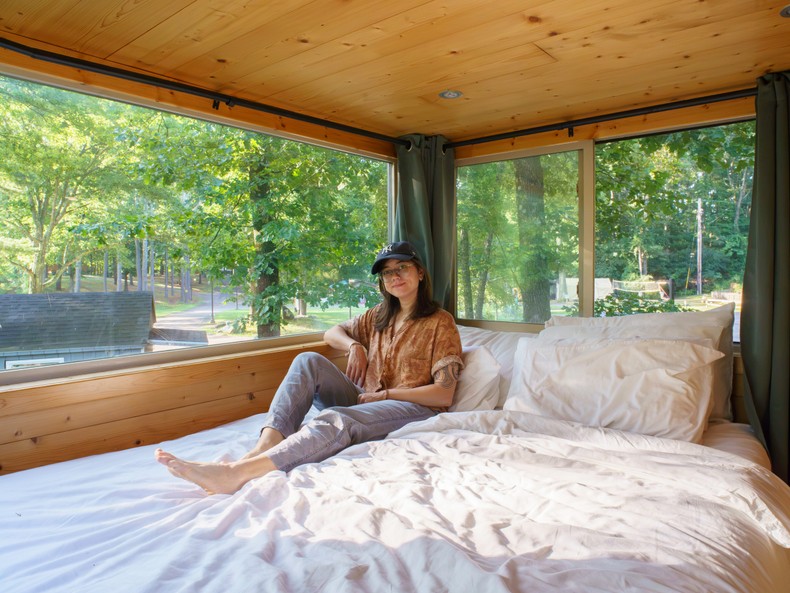 When I wake up in my NYC apartment, I still think about what it was like to pull back the curtains for this view of the woods without getting out of bed.I would definitely book this tiny home again, and maybe next time, I'll bring my friends.