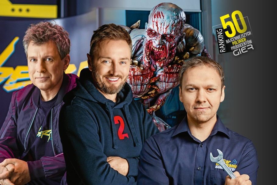 Od lewej: CD Projekt, 15 471 mln zł – Adam Kiciński, współzałożyciel i prezes największego polskiego producenta gier, Techland, 8 025 mln zł – Paweł Marchewka, prezes i założyciel Techlandu, PlayWay, 2 617 mln zł – Krzysztof Kostowski, prezes i założyciel PlayWay.