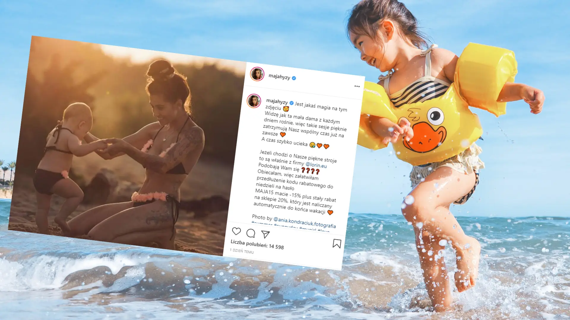 Czy dziecko powinno nosić bikini? Maja Hyży z córką na plaży