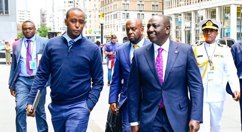 President William Ruto accompanied by his aides in US during a past trip