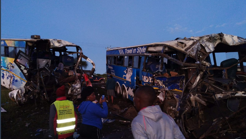 5 Killed, 62 rushed to Hospital as two Modern Coast Buses collide along Mombasa-Nairobi highway
