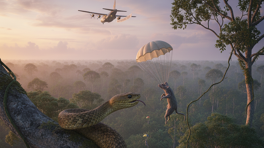 Na elimináciu inváznych hadov v lesoch tichomorského ostrova Guam využívajú 2 000 potkanov naplnených paracetamolom. (ilustračná foto)