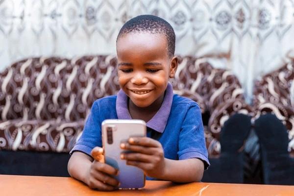 A child using a smartphone