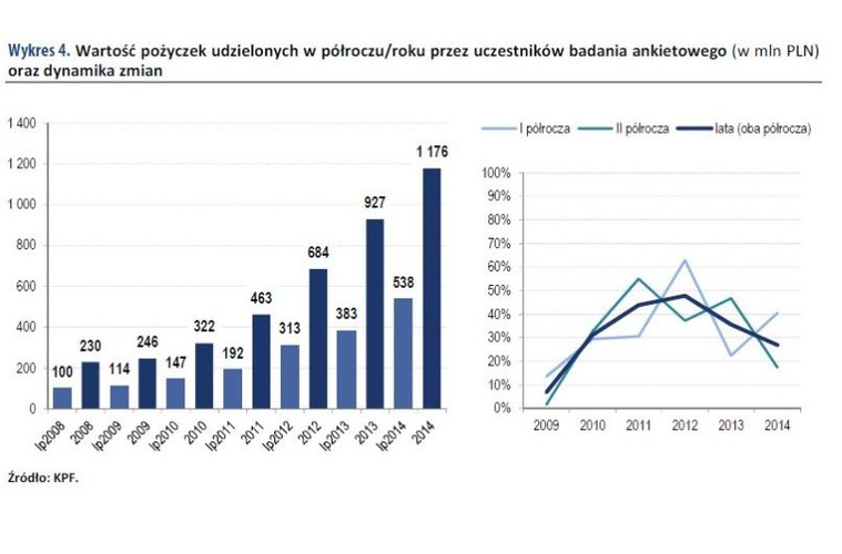 Rok 2014 jest kolejnym, szóstym już rokiem nieprzerwanego wzrostu wartości sprzedanych przez uczestników badania pożyczek. Ze względu na ich zróżnicowaną strukturę z punktu widzenia ich wielkości i wykorzystywanych wszystkich aktualnie dostępnych kanałów dystrybucji, wyniki badania można uznać za co najmniej przybliżone do tych, jakie uzyskano by na w pełni reprezentatywnej dla całego rynku pożyczkowego grupie. Inaczej niż w grupie powiększonej o Provident, w przypadku uczestników badania zanotowano wzrost wartości udzielonych Pożyczek również porównując rok 2009 i 2008.