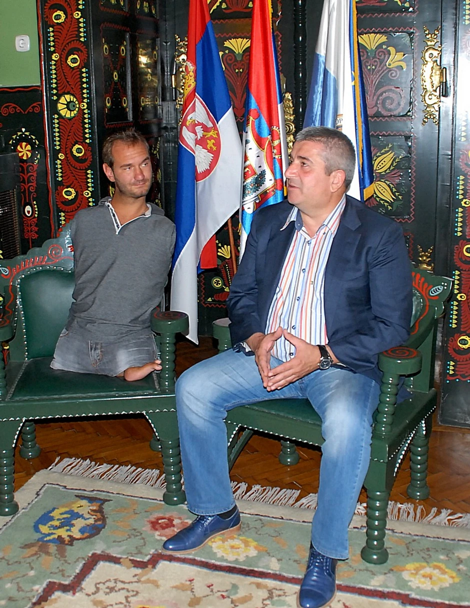 Nik Vujičić i Bogdan Laban, gradonačelnik Subotice