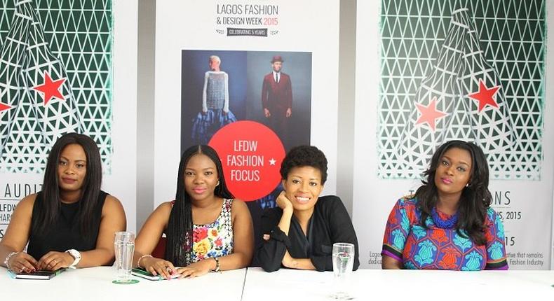 From left, Mobolaji Sadare, Buyer Grey Velvet Nigeria, Wadami Amolegbe - Creative Director Fashion Focus, Amaka Osakwe - Creative Director, Maki Oh & Jennifer Onochie - Program Manager, Arts & Creative Industries of British Council Nigeria at the Lagos Auditions