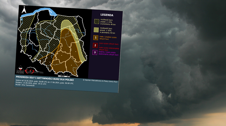 Zapowiada się burzowa niedziela. Wydano szereg ostrzeżeń meteorologicznych (screen: Polscy Łowcy Burz)