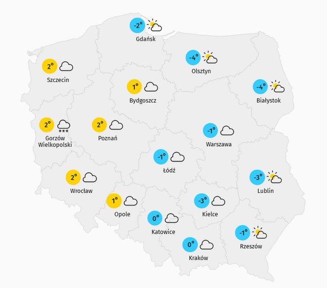 Prognoza pogody dla Polski - 16.02