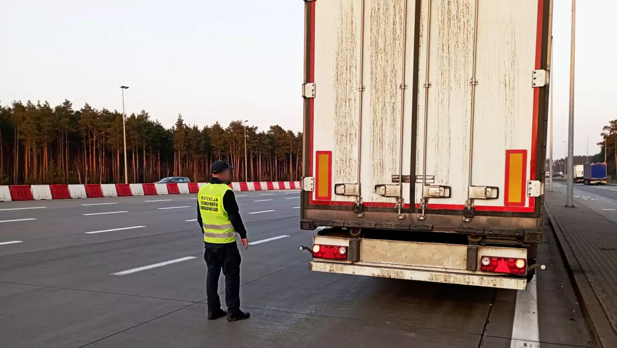 Kontrola ciężarówki rosyjskiego przewoźnika na autostradzie A2