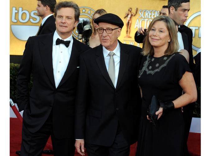 Colin Firth i Geoffrey Rush z żoną Jane Menelaus