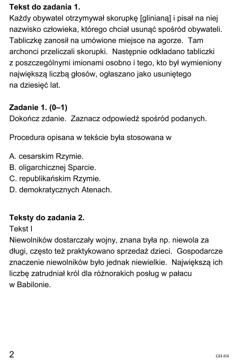 Egzamin Gimnazjalny 2018: Historia i WOS - Odpowiedzi i Arkusze