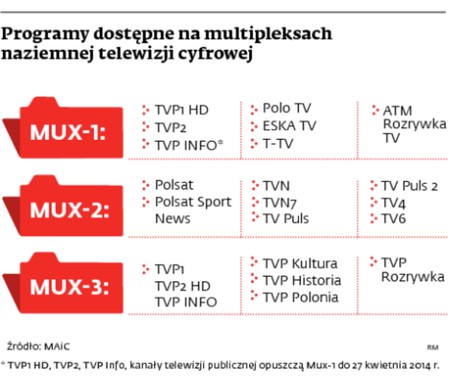 Programy dostępne na multipleksach naziemnej telewizji cyfrowej