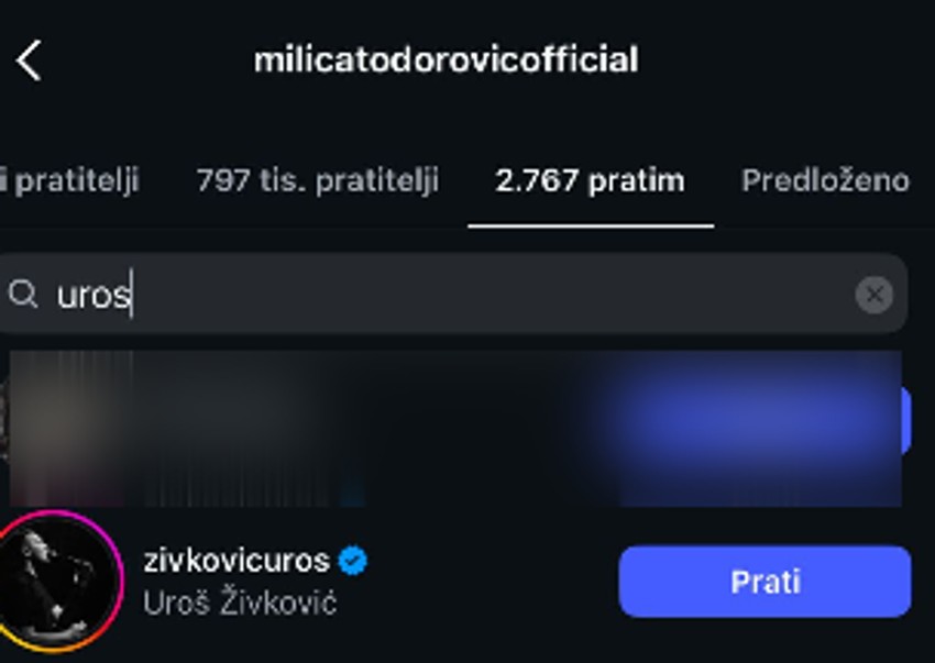 Milica Todorović prati Uroša