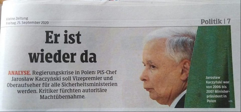 Artykuł z "Kleine Zeitung" w papierowej wersji