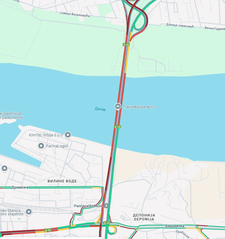 Gužva na Pančevačkom mostu